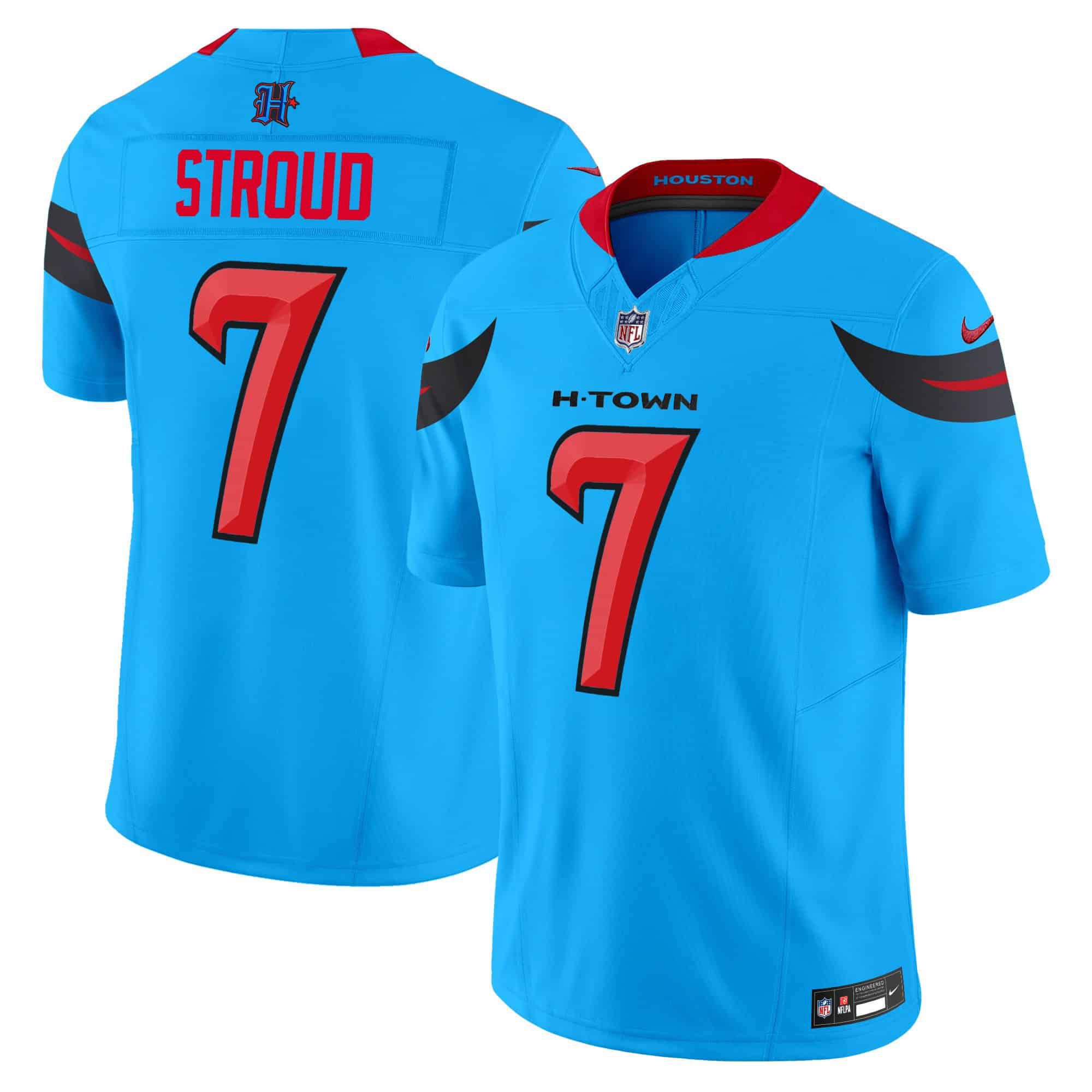 Men Houston Texans #7 Stroud Light Blue 2024 Nike Vapor Limited NFL Jersey